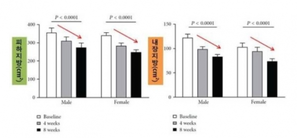 인슐린 감소가 지방에 끼치는 영향 ( 출처 /  Gu Y et al, Beneficial Effects of an 8-Week, Very Low Carbohydrate Diet Intervention on Obese Su )