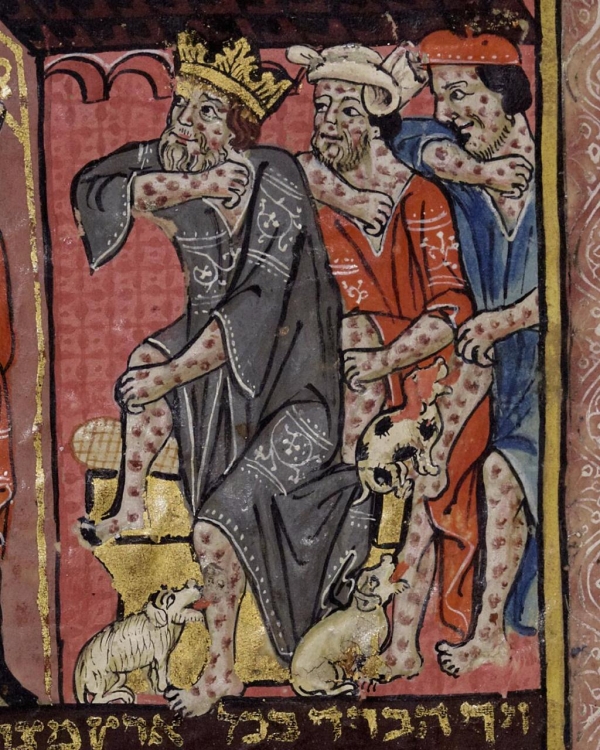 전염병 인물묘사. 14세기에 그려진 것으로 처벌에 대한 의미가 담겨있다. (Credit: Rylands Library/ University of Manchester)
