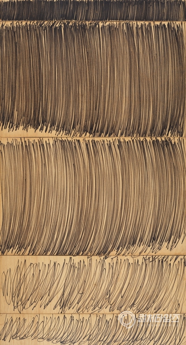 [구겐하임] 이건용, 신체드로잉 76-1(뒤에서), 합판에 매직펜, 10.5x91, 56.2x91, 56.8x91, 15.5x91cm, 1976, 국립현대미술관 소장