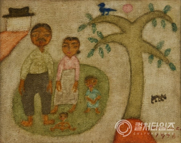 가족, 1976, 캔버스에 유화 물감, 13 × 16.5cm, 양주시립장욱진미술관, Family, 1976, oil on canvas, 13 × 16.5cm, Chang Ucchin Museum of Art Yangju.JPG